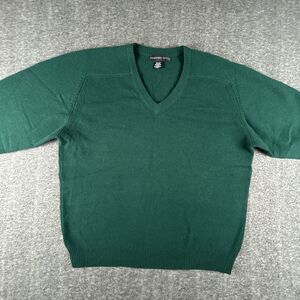 Geoffrey Beene 100% Wool Sweater Mens Sz Large Green V-neck Pullover
